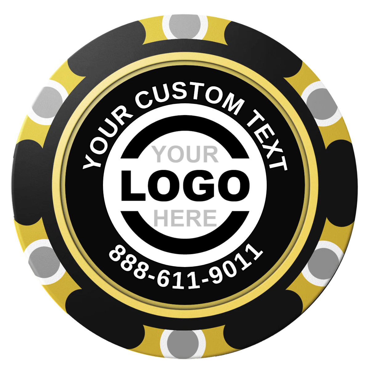 Branded Logo Clay Poker Chips - Black / Monte Carlo / 40mm - Back