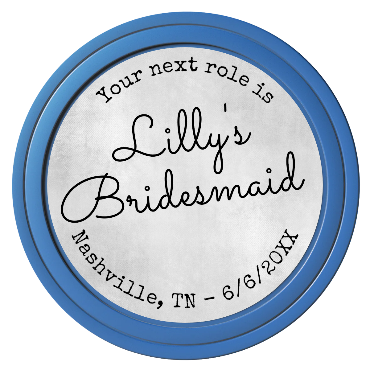 Be My Bridesmaid Simple Composite Poker Chips - Blue / Solid - Front