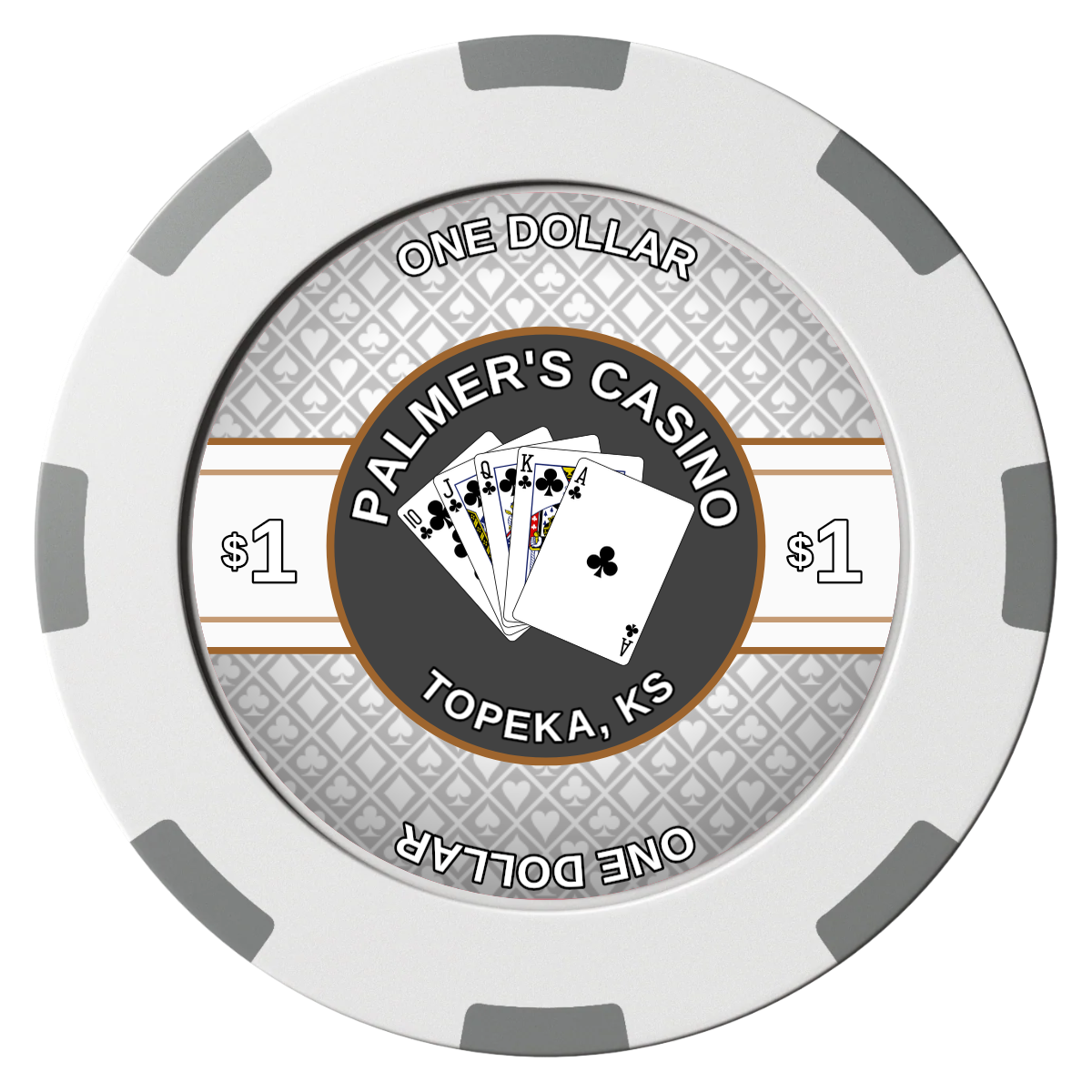 Palmer's Casino Clay Poker Chips - White / 8 Spot (2 Tone) / 40mm - Front