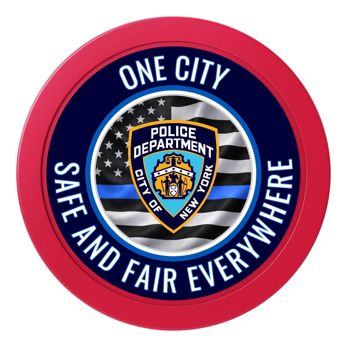 NYPD Safe and Fair 2" Oversized Poker Chips - Red - Back