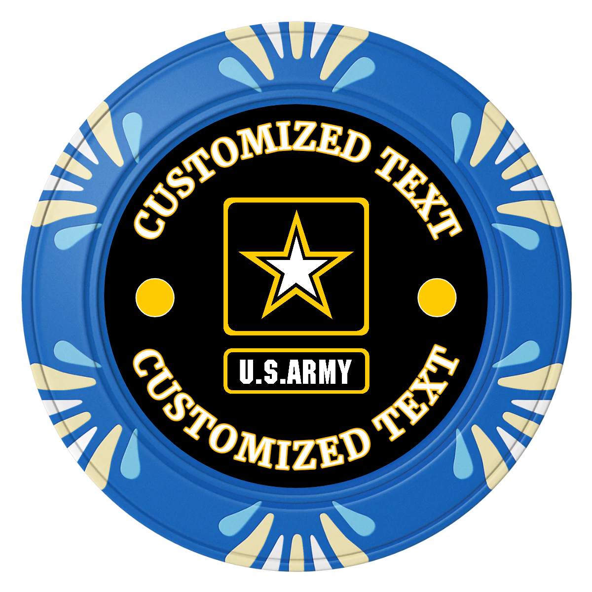 Army Strong Clay Poker Chips - Blue / Macau / 40mm - Front