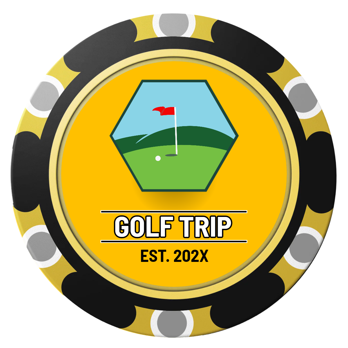 Golf Trip #001 Clay Poker Chips - Black / Monte Carlo / 40mm - Back