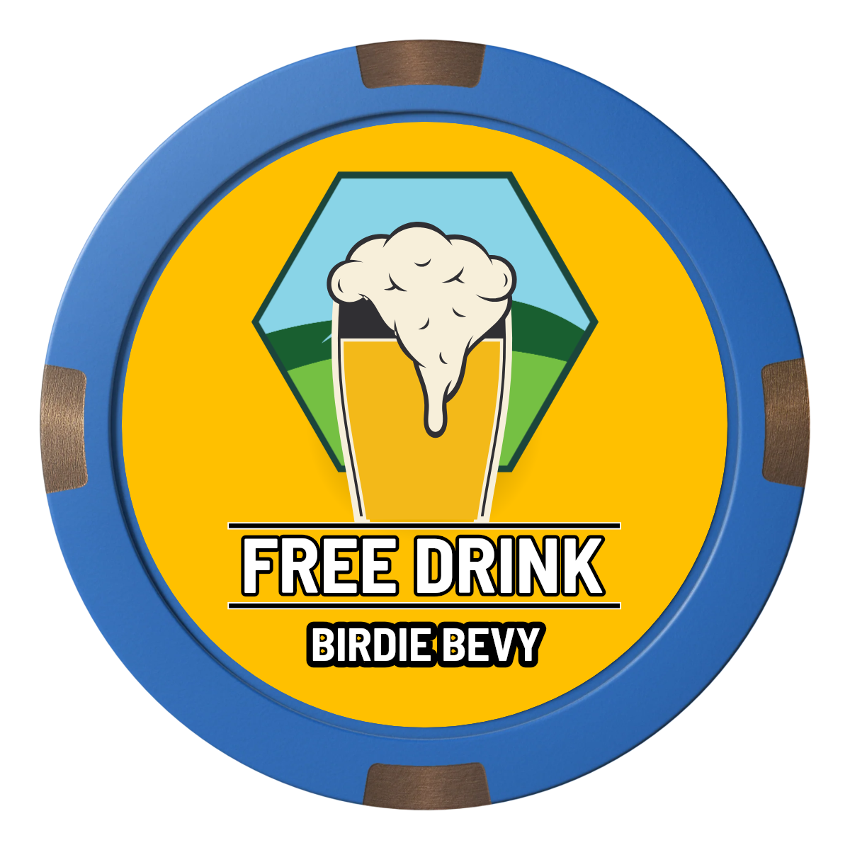 Birdy Bevy Composite & Metal Hybrid Poker Chips - Blue - Back