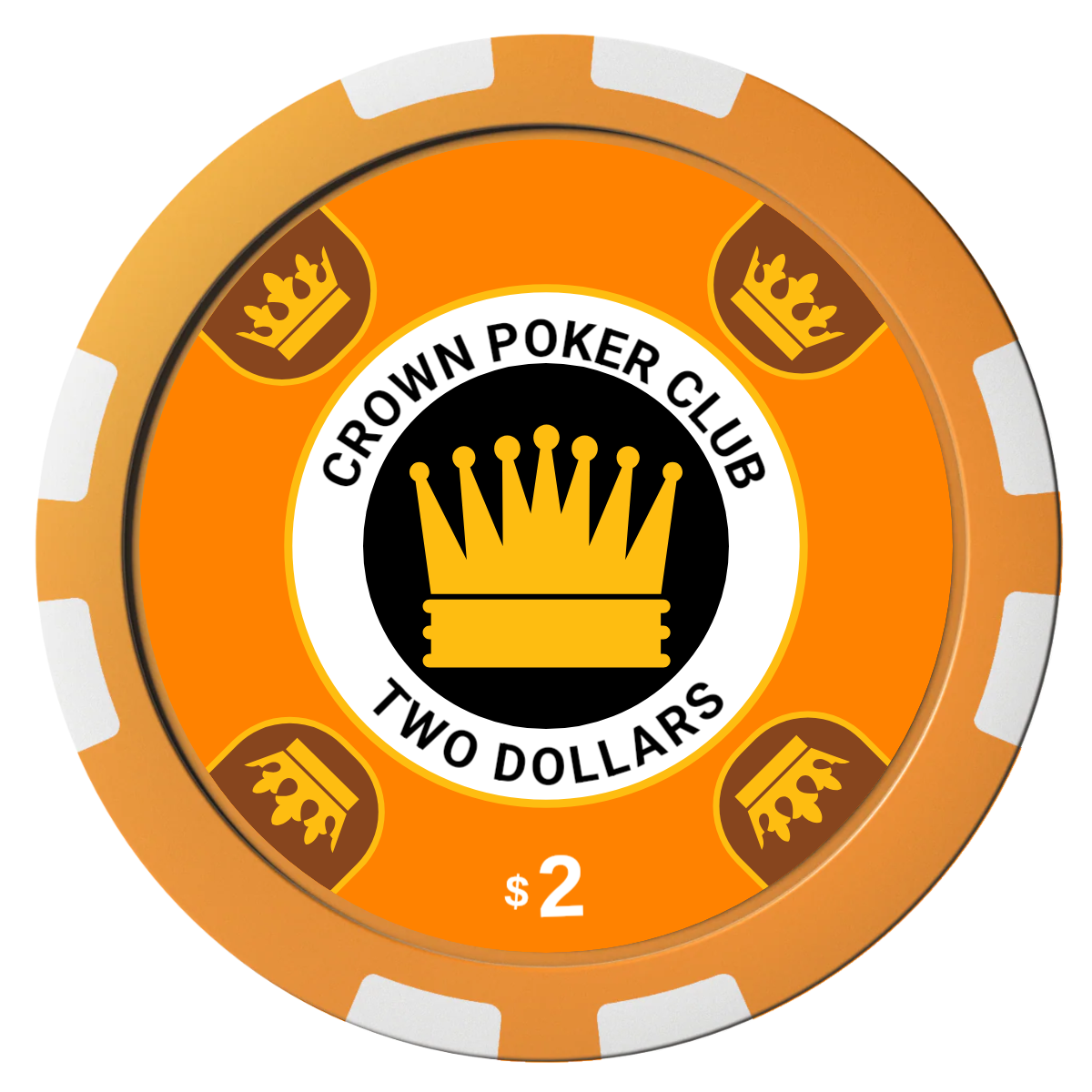 Crown Card Room Composite Poker Chips - Orange / 8 Stripe - Front