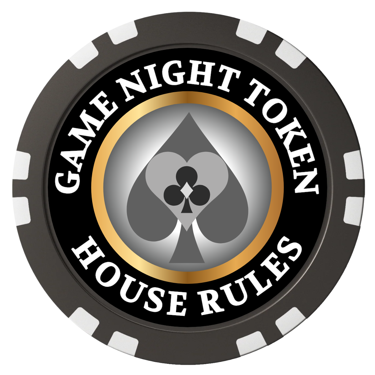 Stacked Suits Composite Poker Chips - Black / Double Stripe - Front