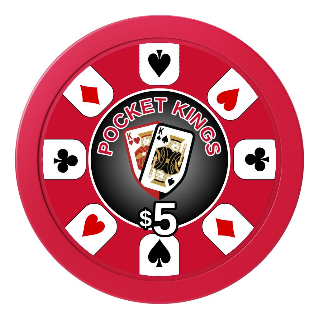 Pocket Kings 2" Oversized Poker Chips - Red - Back
