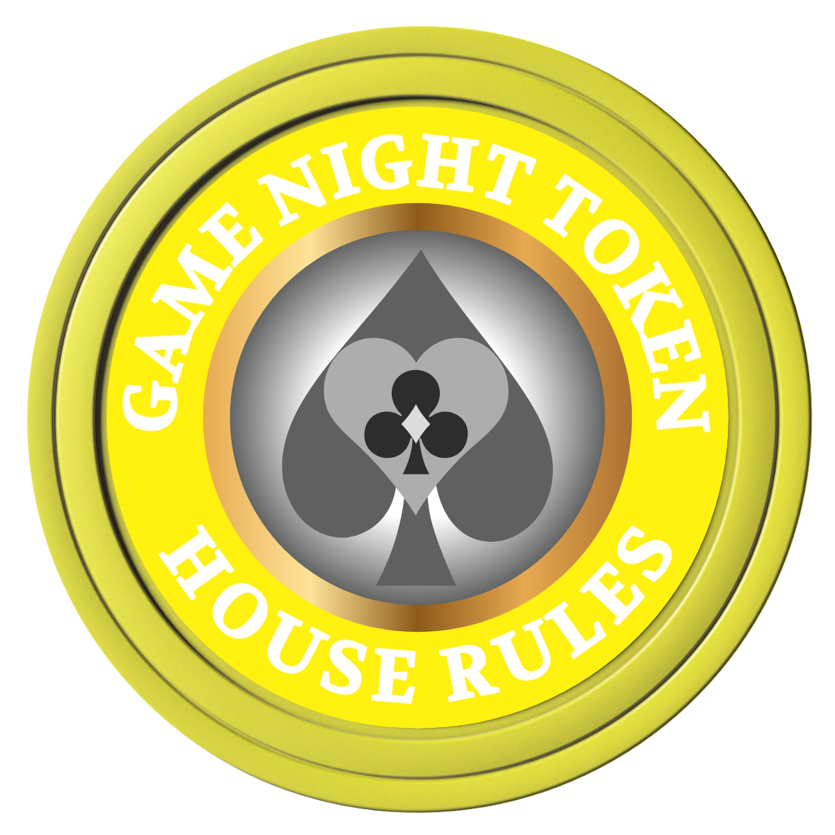 Stacked Suits Composite Poker Chips - Yellow / Solid - Front