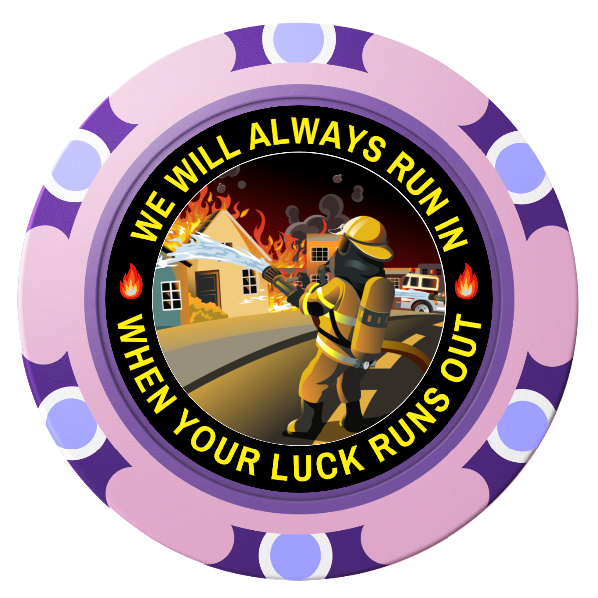 Firefighter Maltese Cross Clay Poker Chips - Pink / Monte Carlo / 40mm - Front