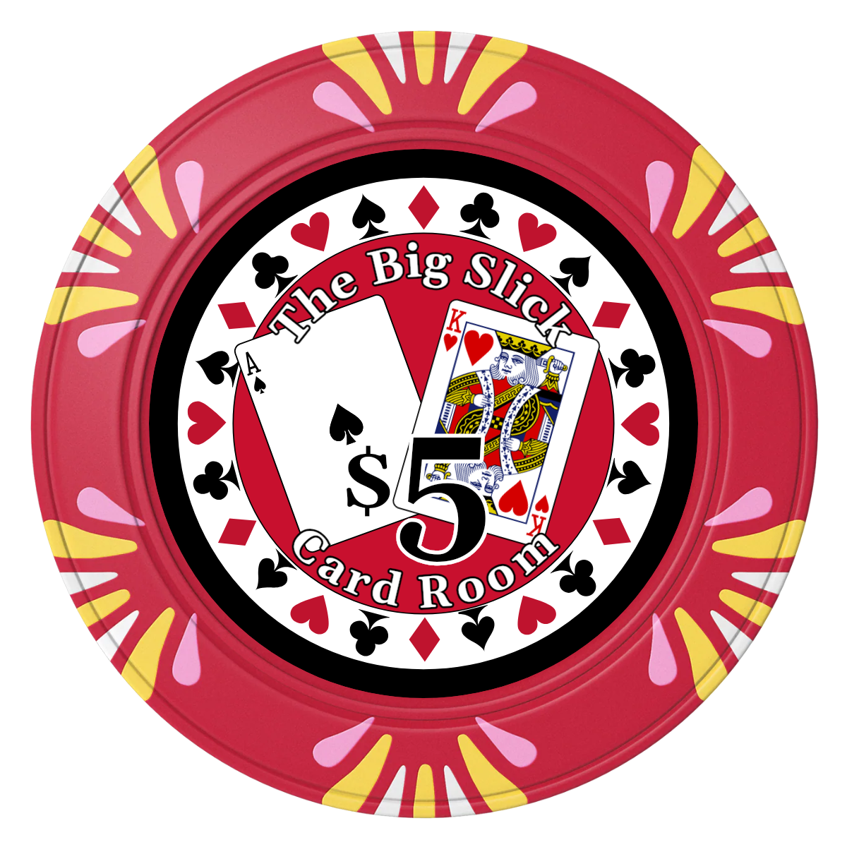 AK Big Slick Clay Poker Chips - Red / Macau / 40mm - Front