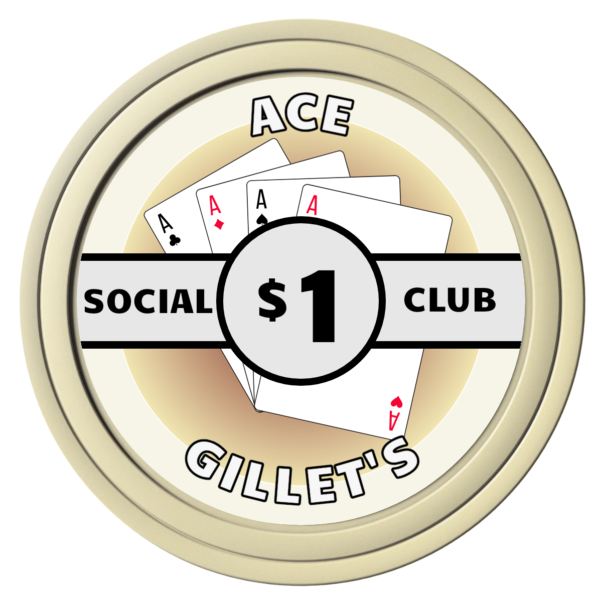 Ace Gillet's Composite Poker Chips - Ivory / Solid - Front