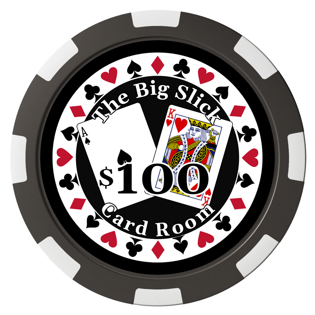 AK Big Slick Magnetic Composite Poker Chips - Black / 8 Spot - Front