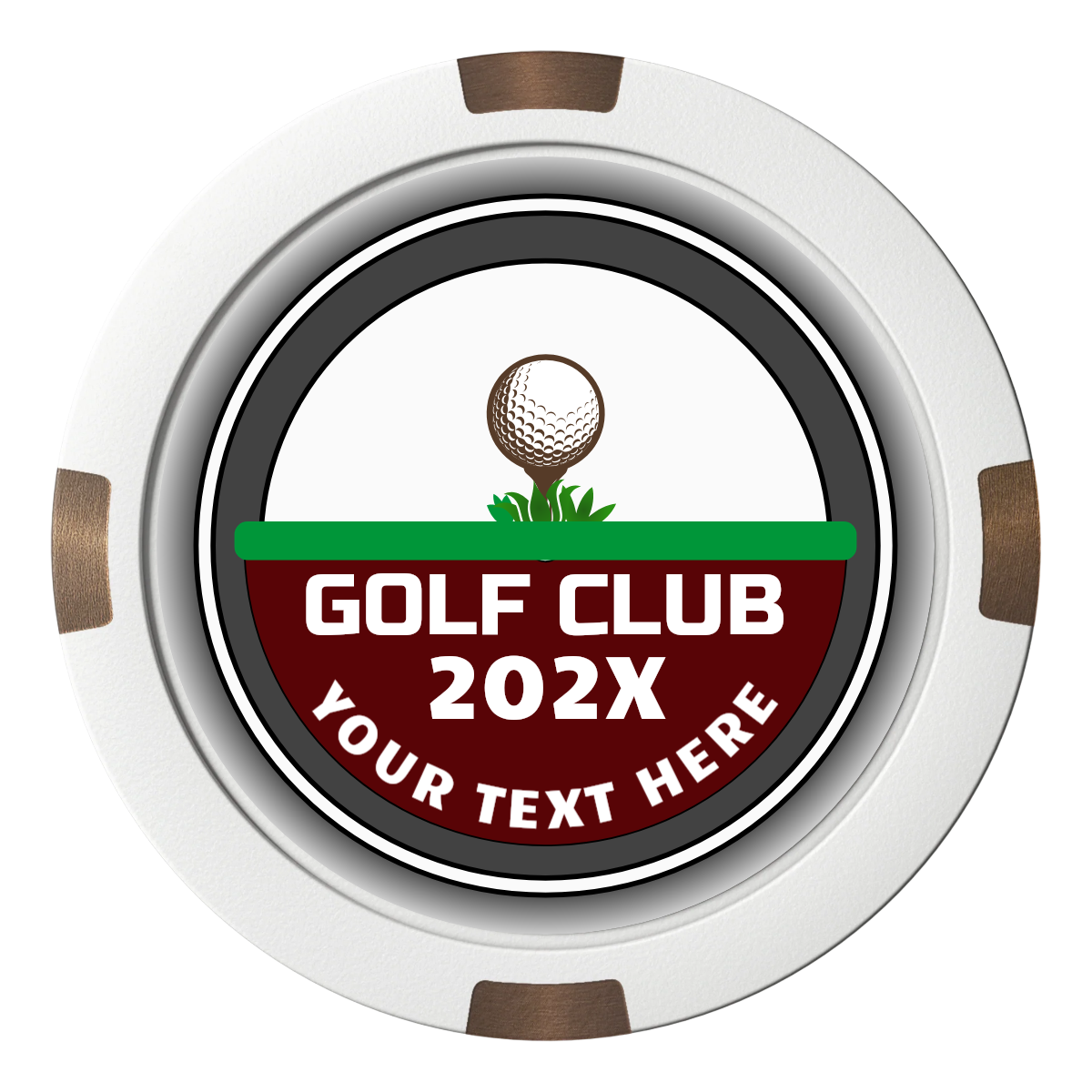 Teed Up Composite & Metal Hybrid Poker Chips - White - Back