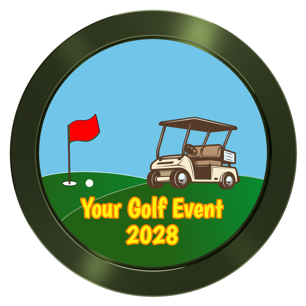 Going Golfing Today Aluminum Poker Chips - Green - Front