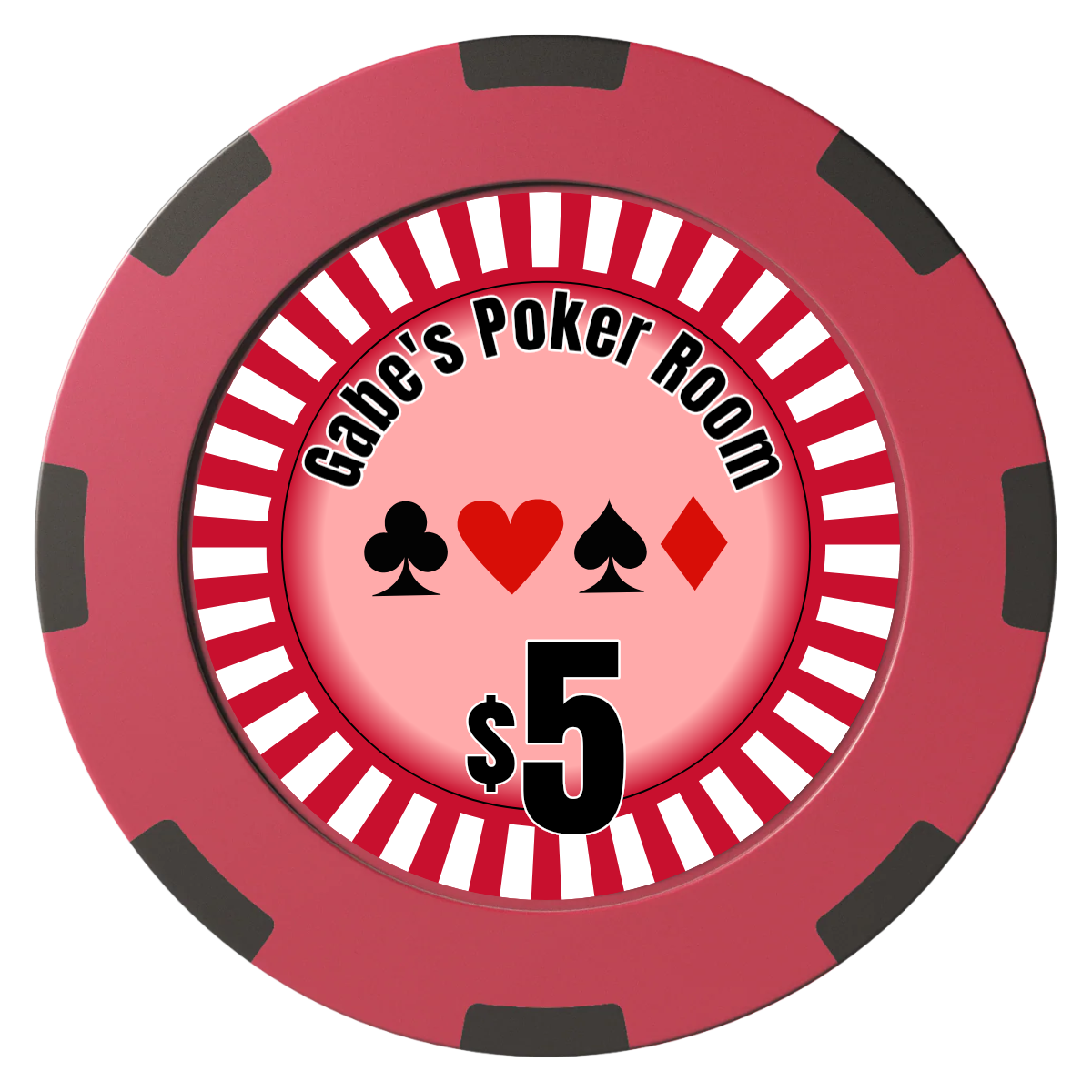 Gabe's Poker Room Clay Poker Chips - Red / 8 Spot (2 Tone) / 40mm - Front