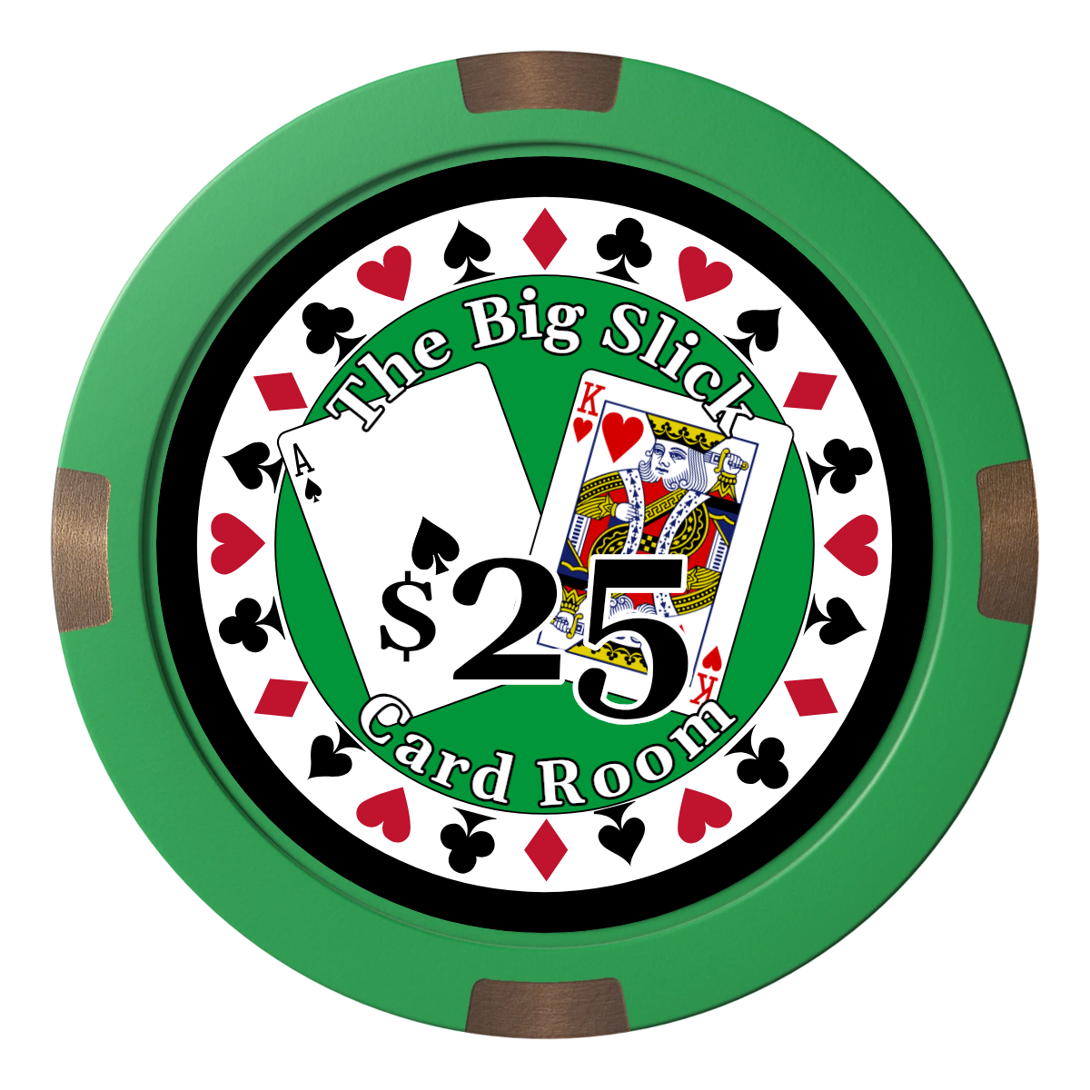 AK Big Slick Composite & Metal Hybrid Poker Chips - Green - Front