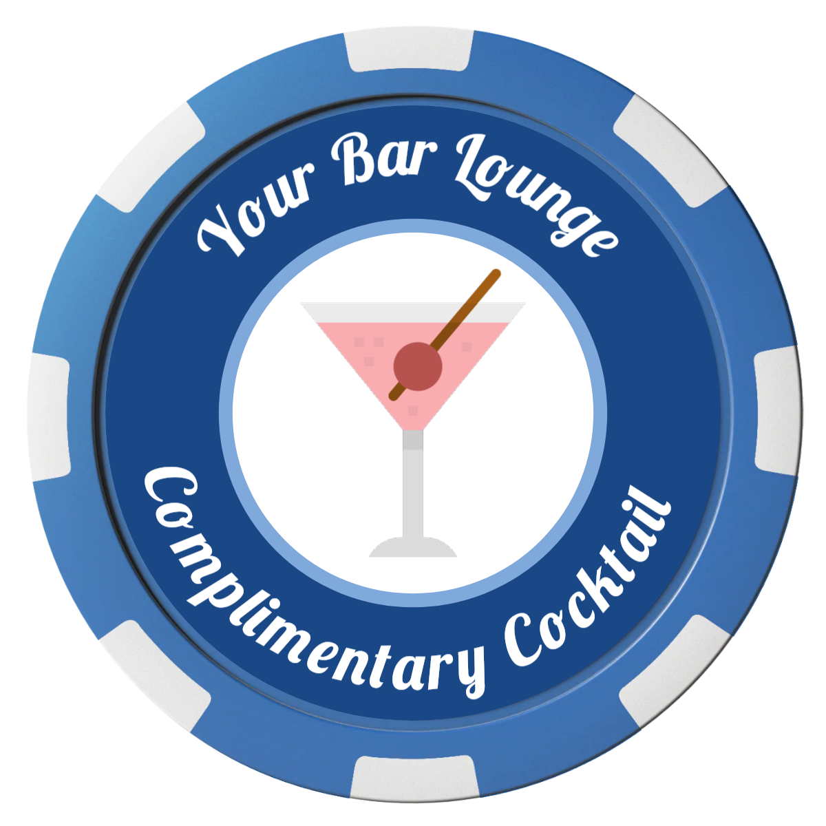 Fancy Drink Composite Poker Chips - Blue / 8 Spot - Front