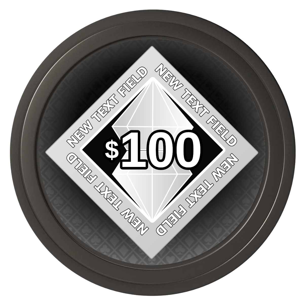 Diamond in the Rough Composite Poker Chips - Black / Solid - Front