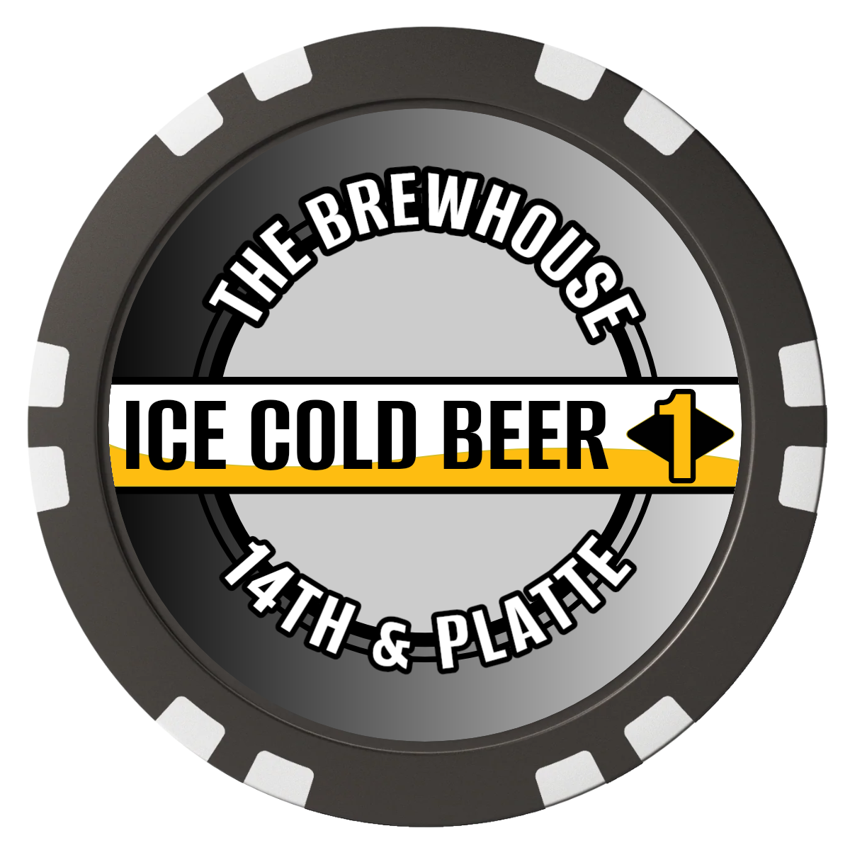 Ice Cold Beer Drink Token Composite Poker Chips - Black / Double Stripe - Front