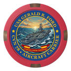 Navy USS Gerald Ford Composite & Metal Hybrid Poker Chips - Red - Front
