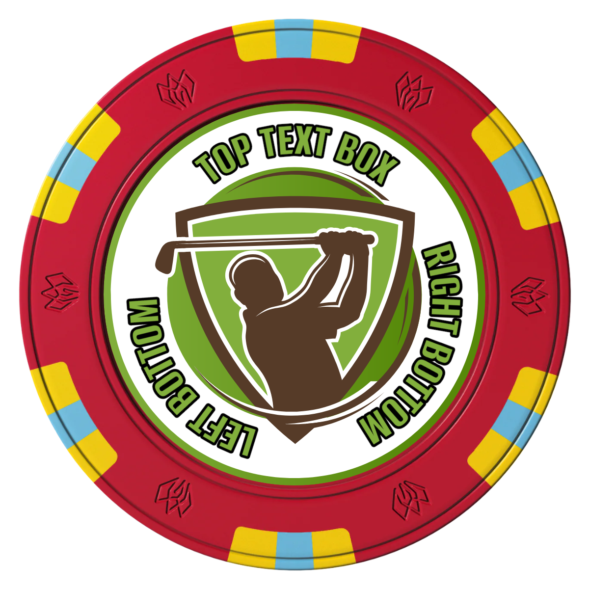 The Golfer Clay Poker Chips - Red / 6 Spot Gem / 40mm - Front