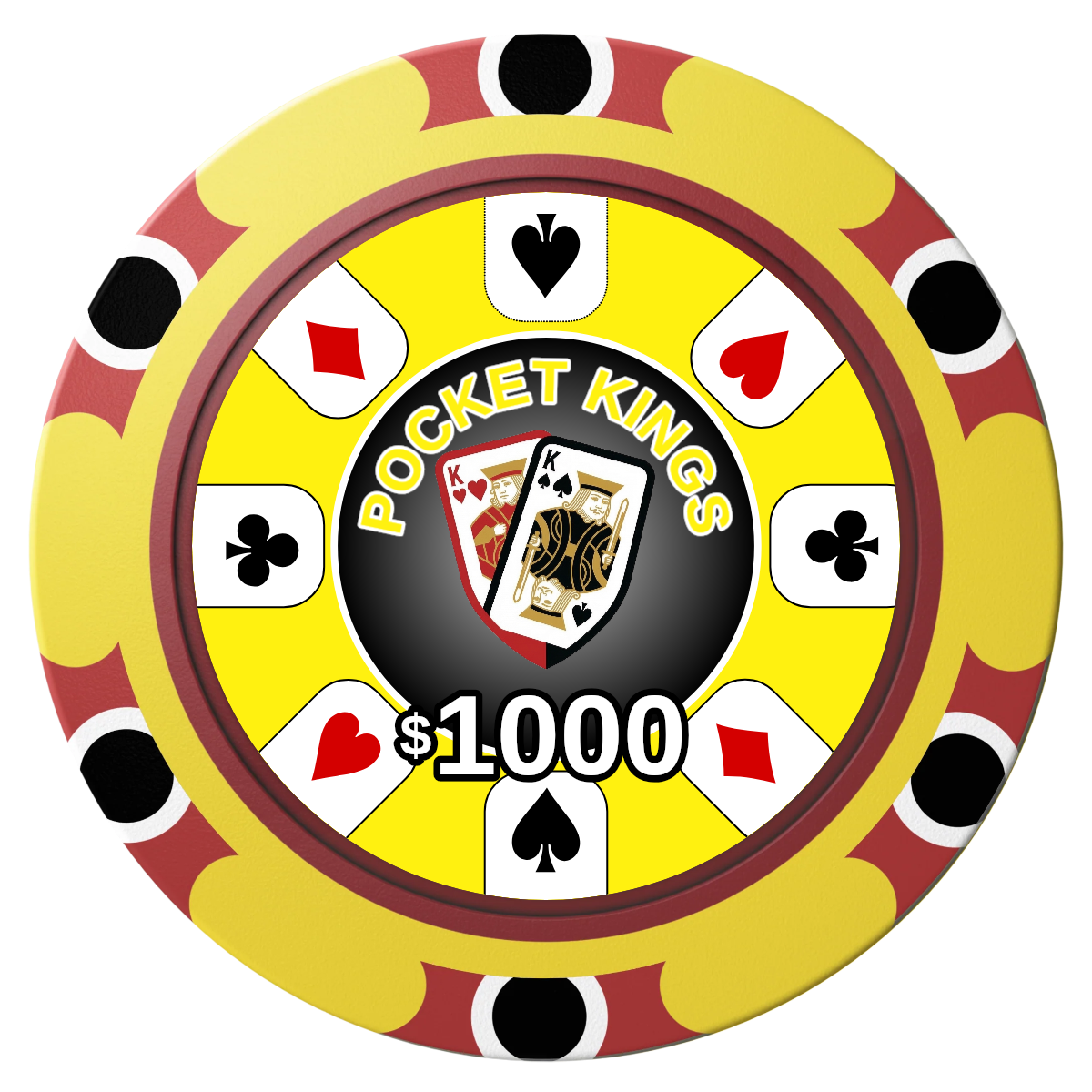 Pocket Kings Clay Poker Chips - Yellow / Monte Carlo / 40mm - Front