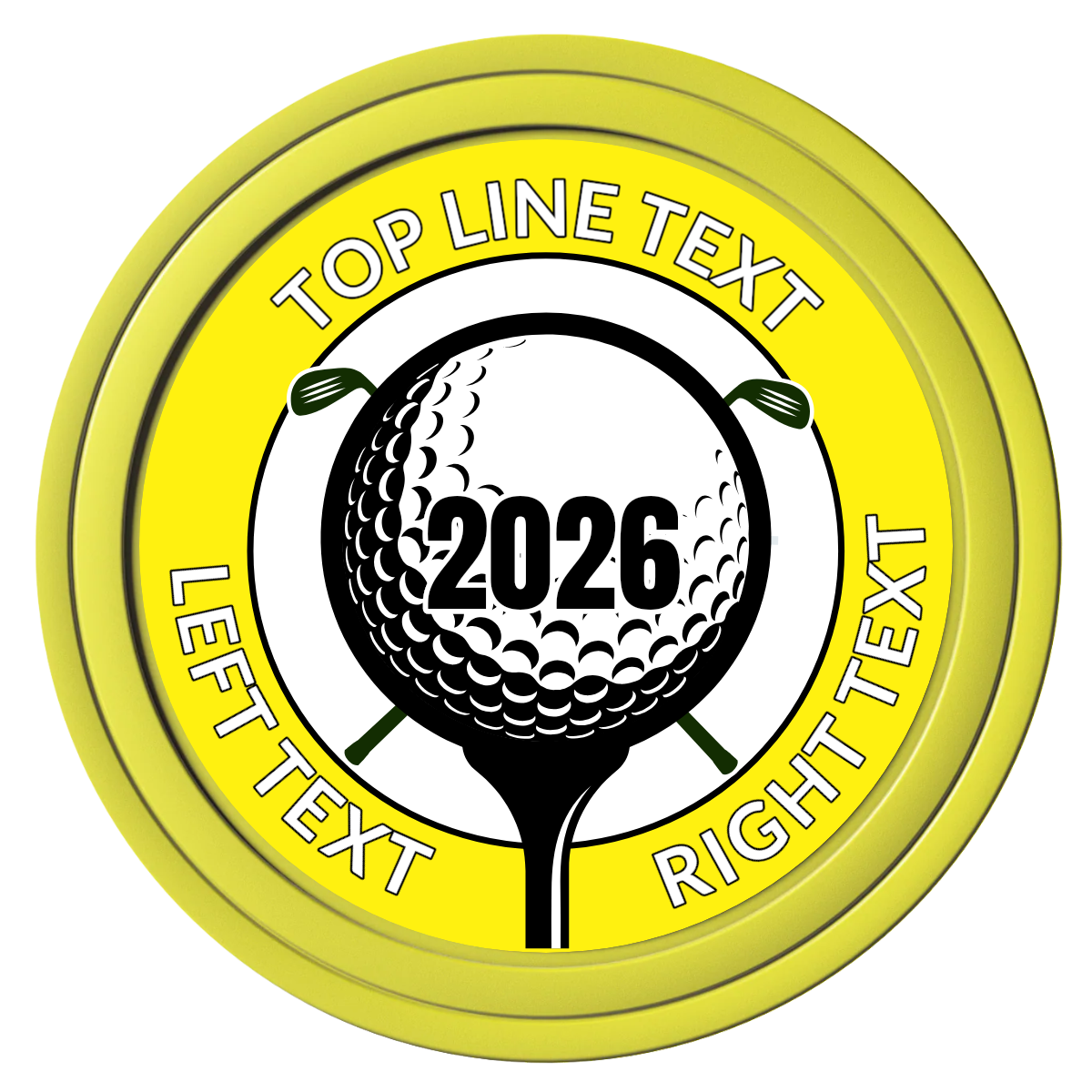 Tee it up Composite Poker Chips - Yellow / Solid - Front