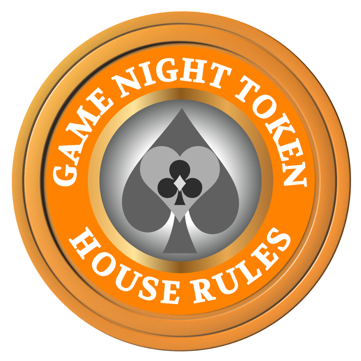 Stacked Suits Composite Poker Chips - Orange / Solid - Front