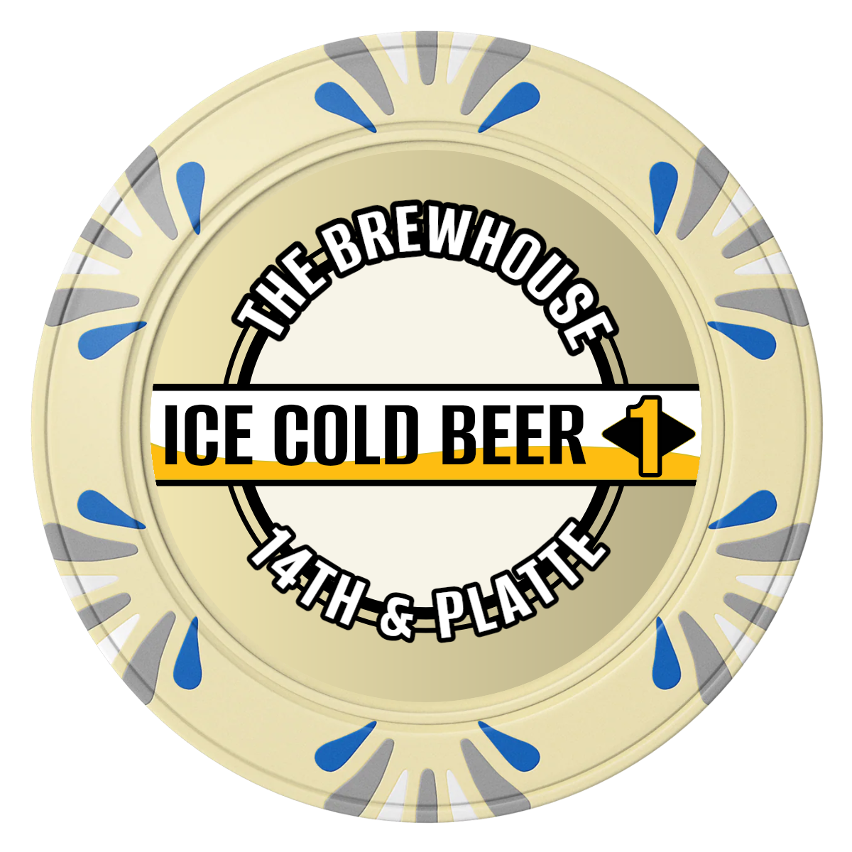 Ice Cold Beer Drink Token Clay Poker Chips - Ivory / Macau / 40mm - Front