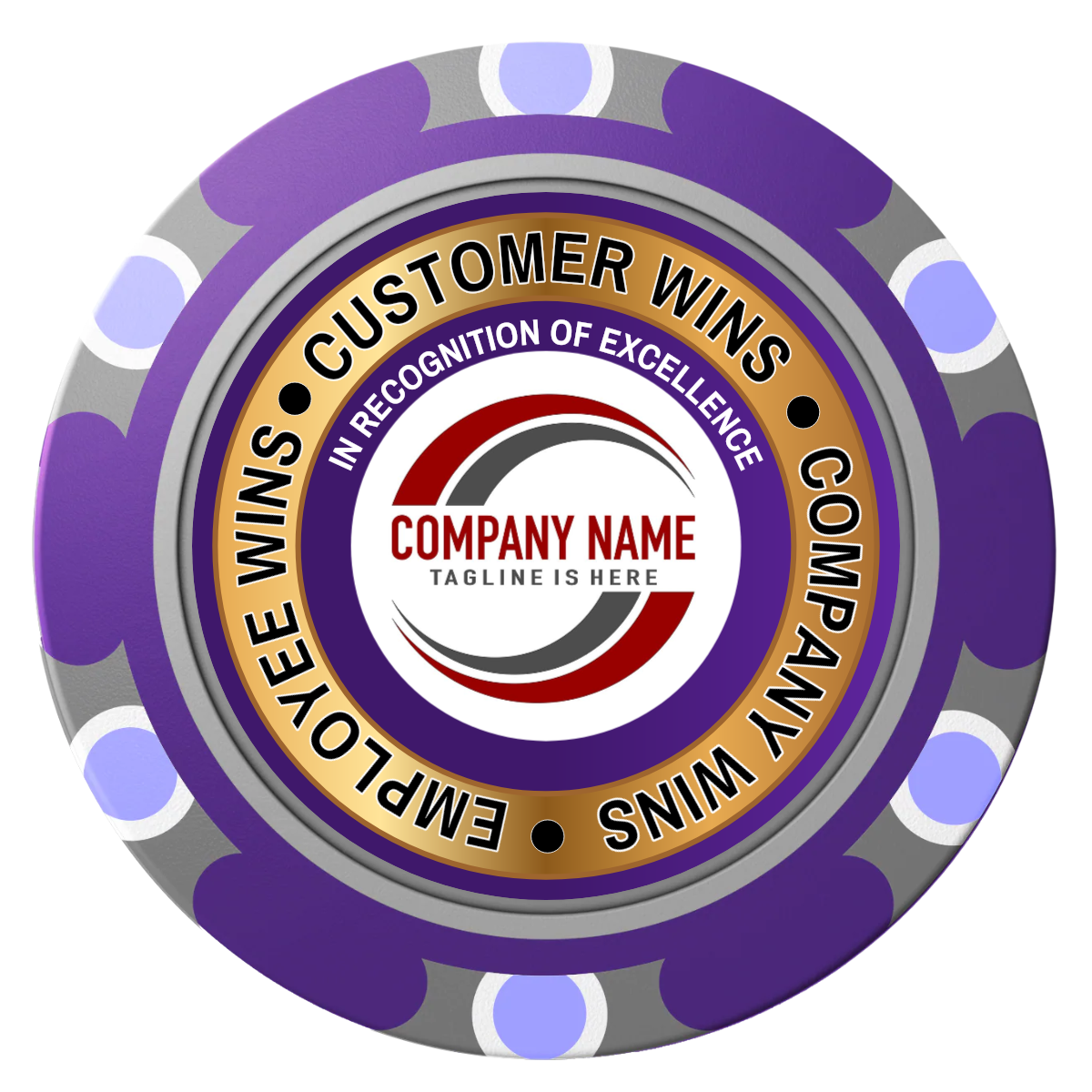 Gold Standard Clay Poker Chips - Purple / Monte Carlo / 40mm - Front