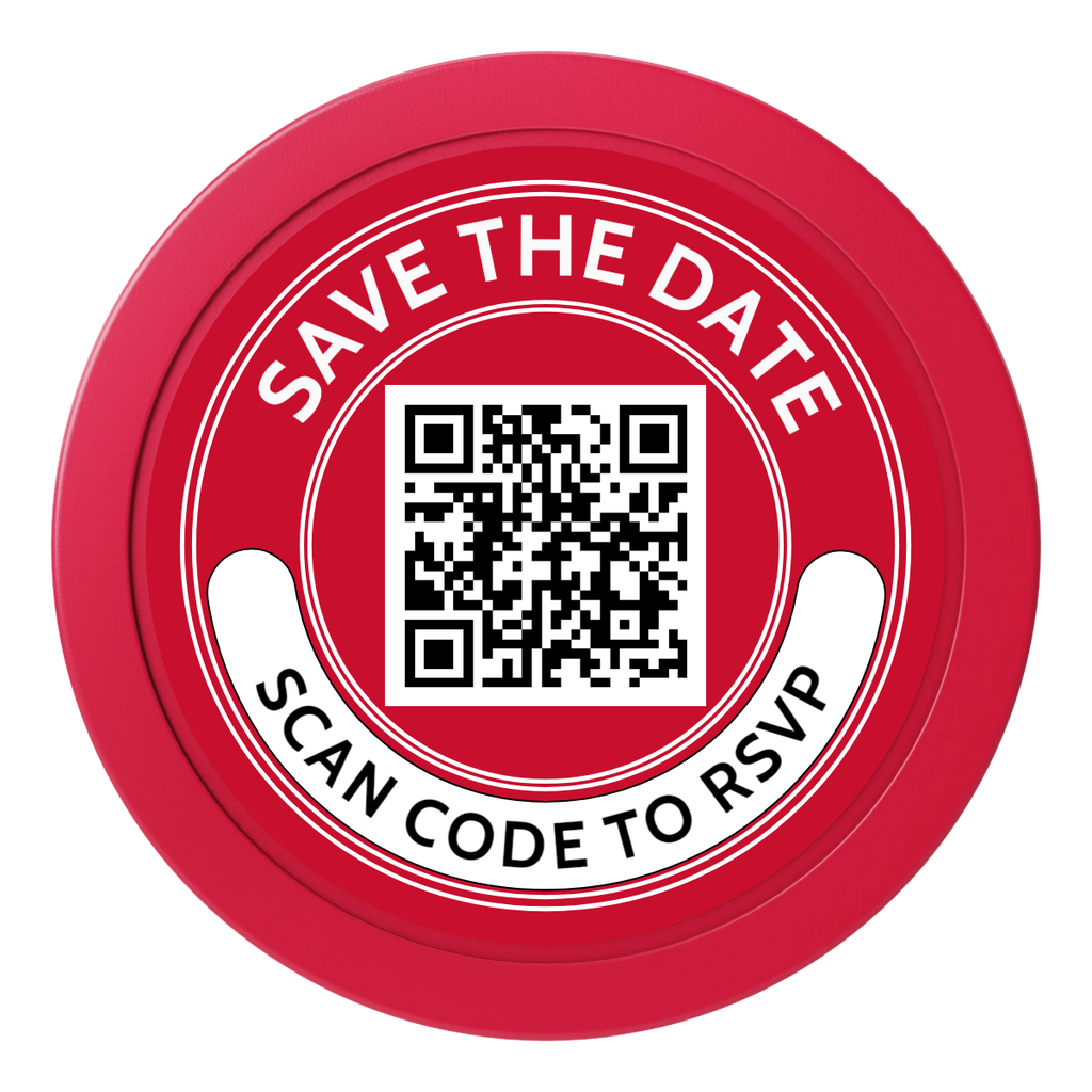 Save the Date Photo QR Code 2" Oversized Poker Chips - Red - Back