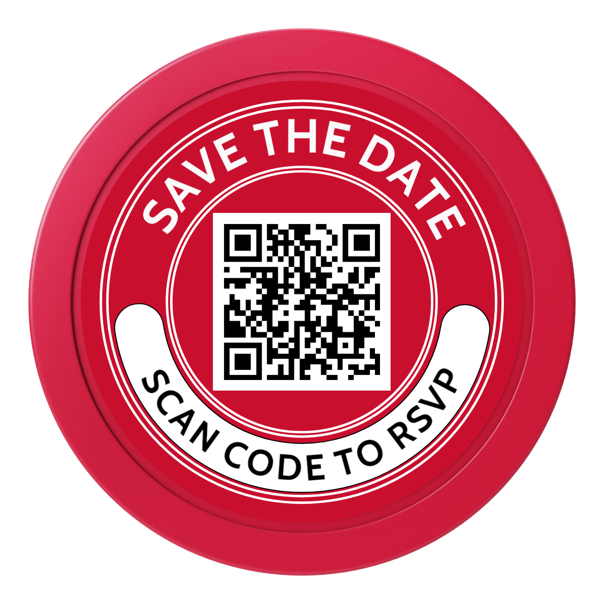 Save the Date Photo QR Code 2" Oversized Poker Chips - Red - Back
