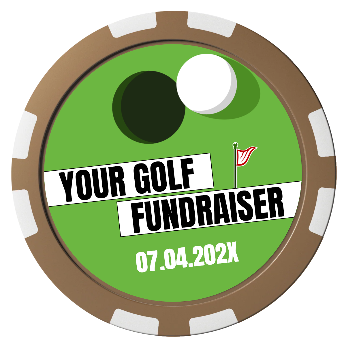 Putting Around Tournament Composite Poker Chips - Brown / 8 Stripe - Back