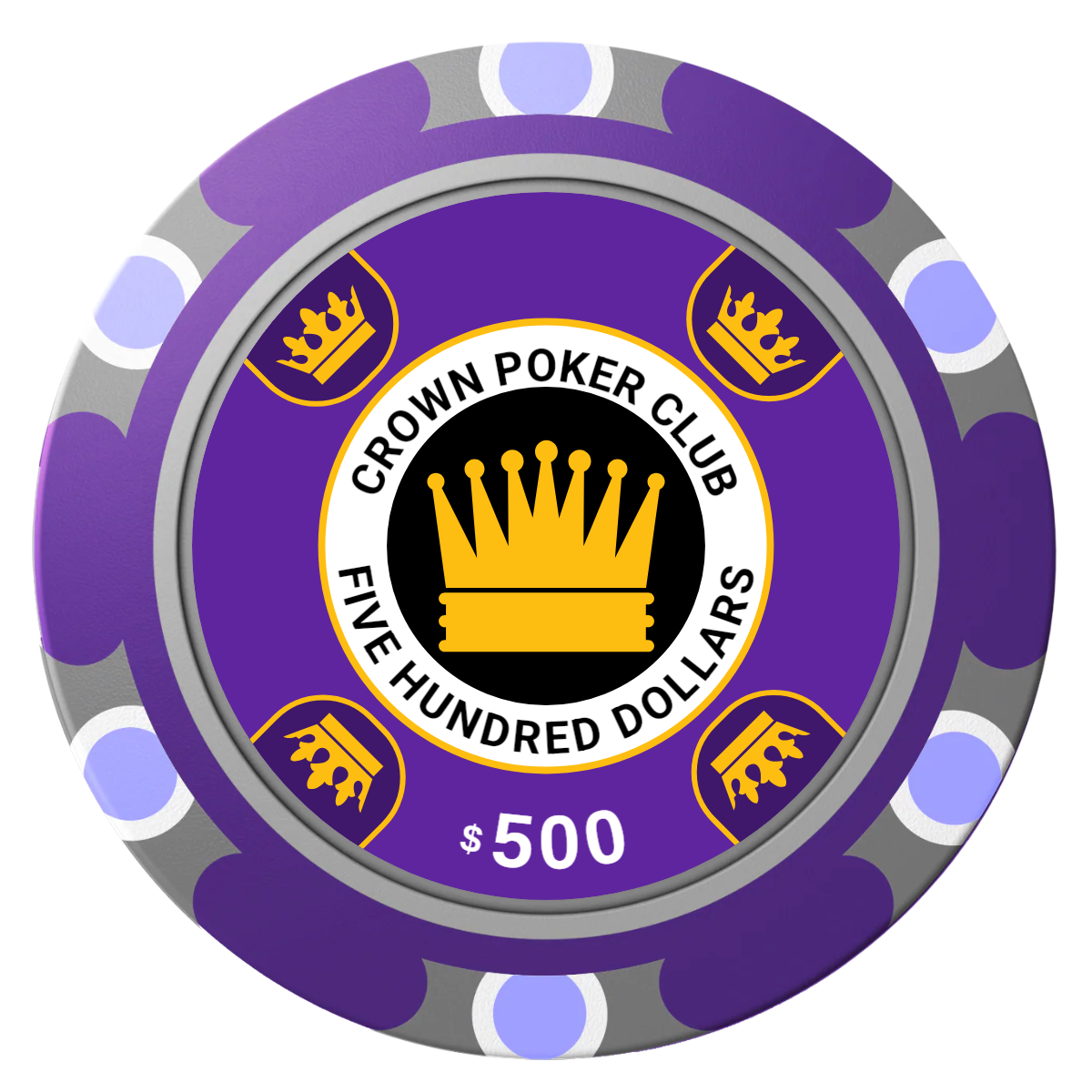 Crown Card Room Clay Poker Chips - Purple / Monte Carlo / 40mm - Front