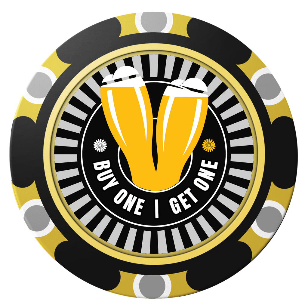 Double Pint Clay Poker Chips - Black / Monte Carlo / 40mm - Front