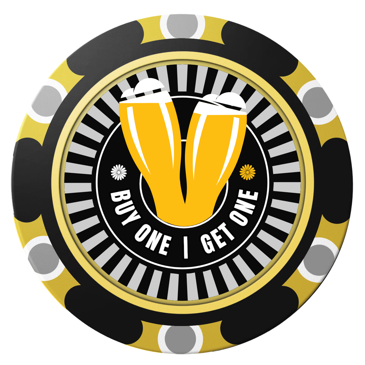 Double Pint Clay Poker Chips - Black / Monte Carlo / 40mm - Front