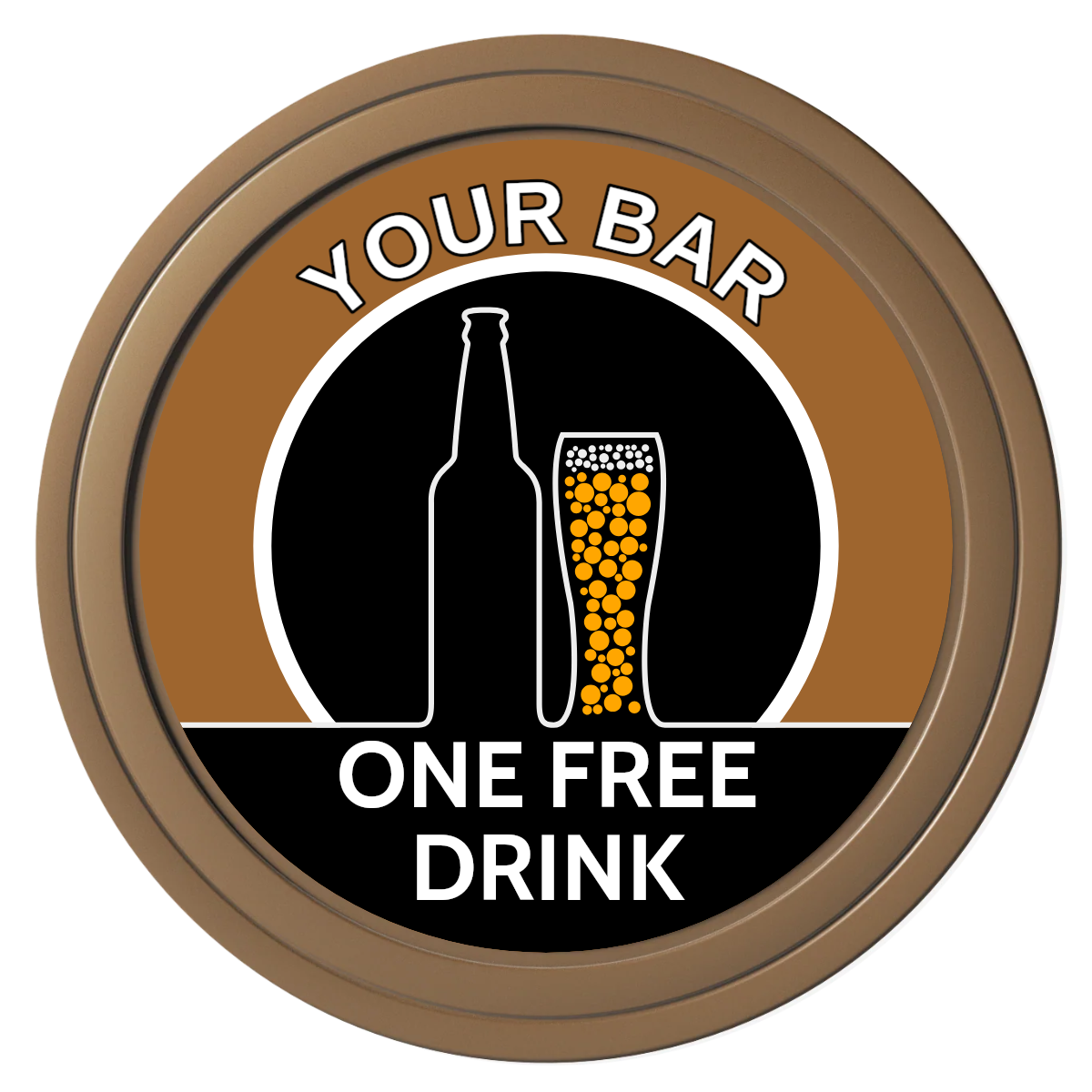 Beer and Glass Composite Poker Chips - Brown / Solid - Front