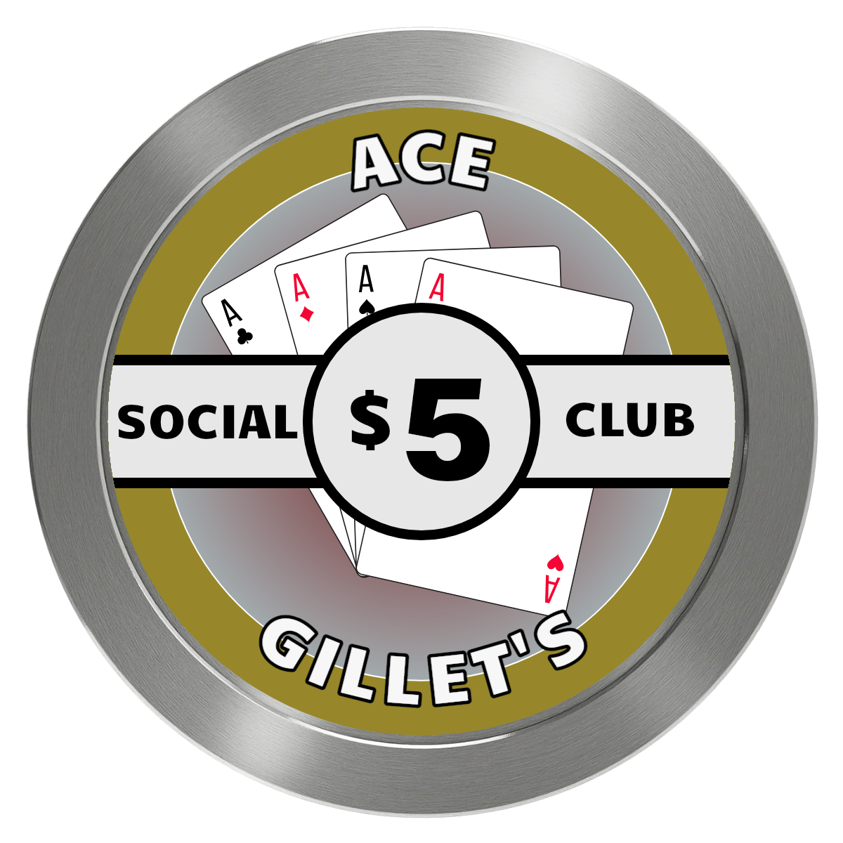 Ace Gillet's Aluminum Poker Chips - Silver - Front
