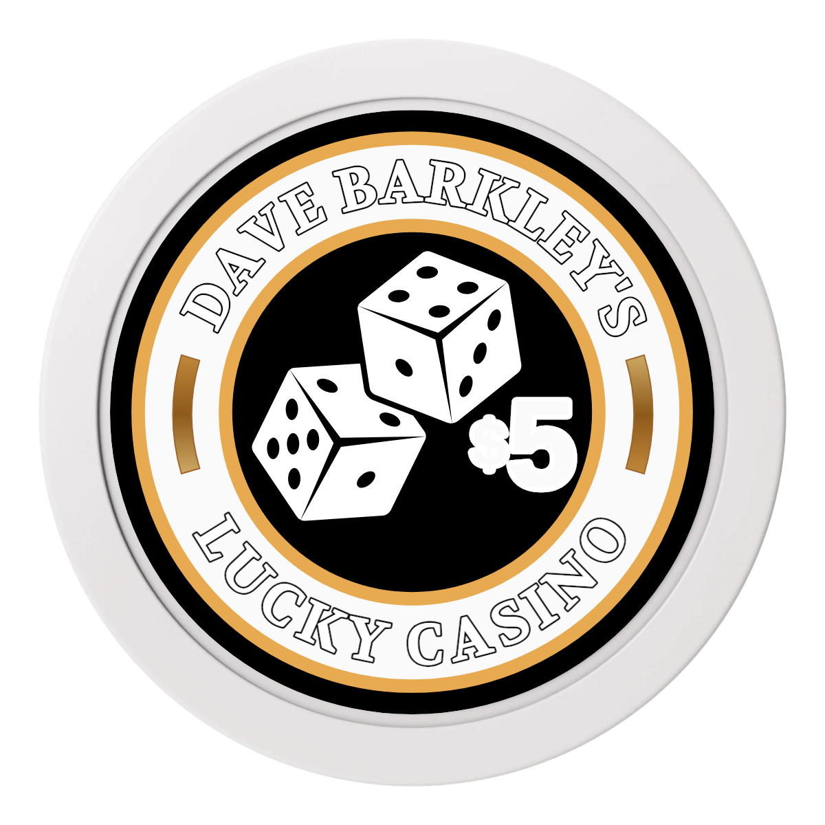 Dave's Lucky Casino 2" Composite Dealer Button - White - Front