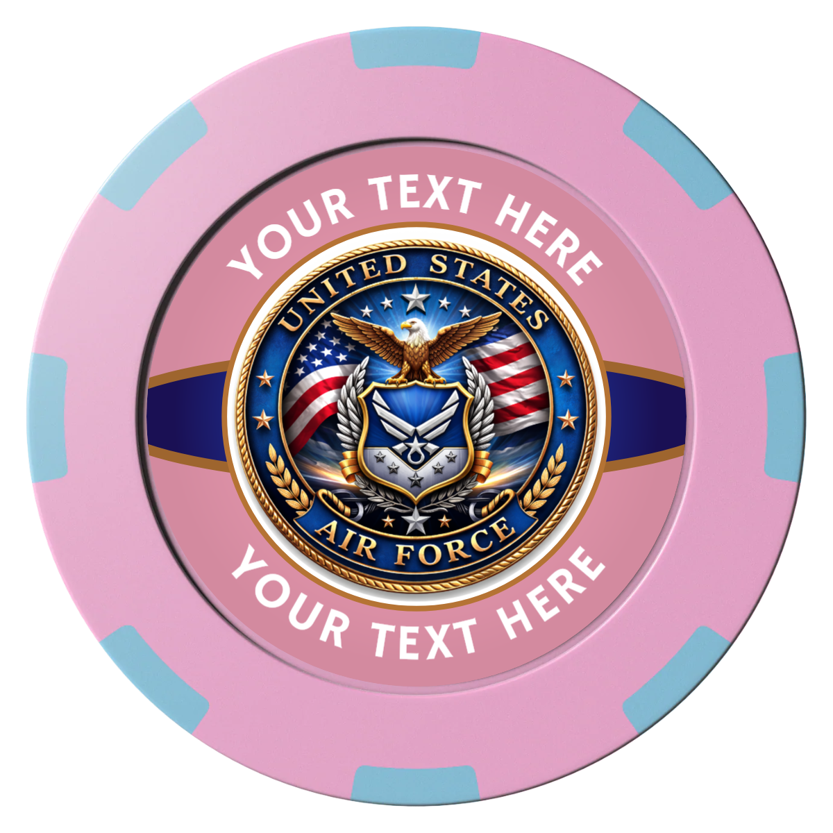 Air Force Clay Poker Chips - Pink / 8 Spot (2 Tone) / 40mm - Front