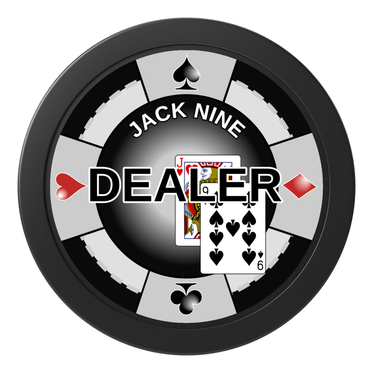 Jack Nine Card Room 2" Composite Dealer Button - Black - Front