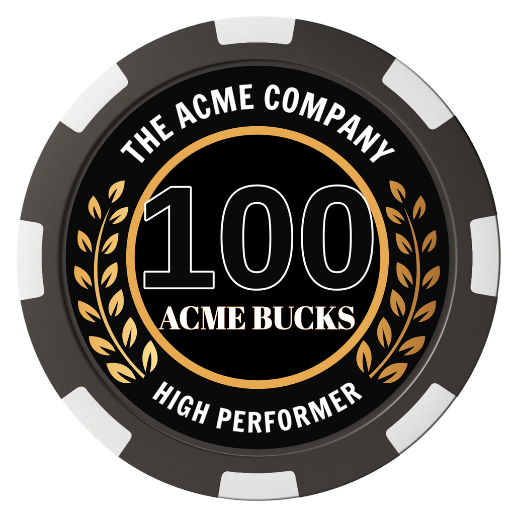 Achievement Wreath Magnetic Composite Poker Chips - Black / 8 Spot - Back