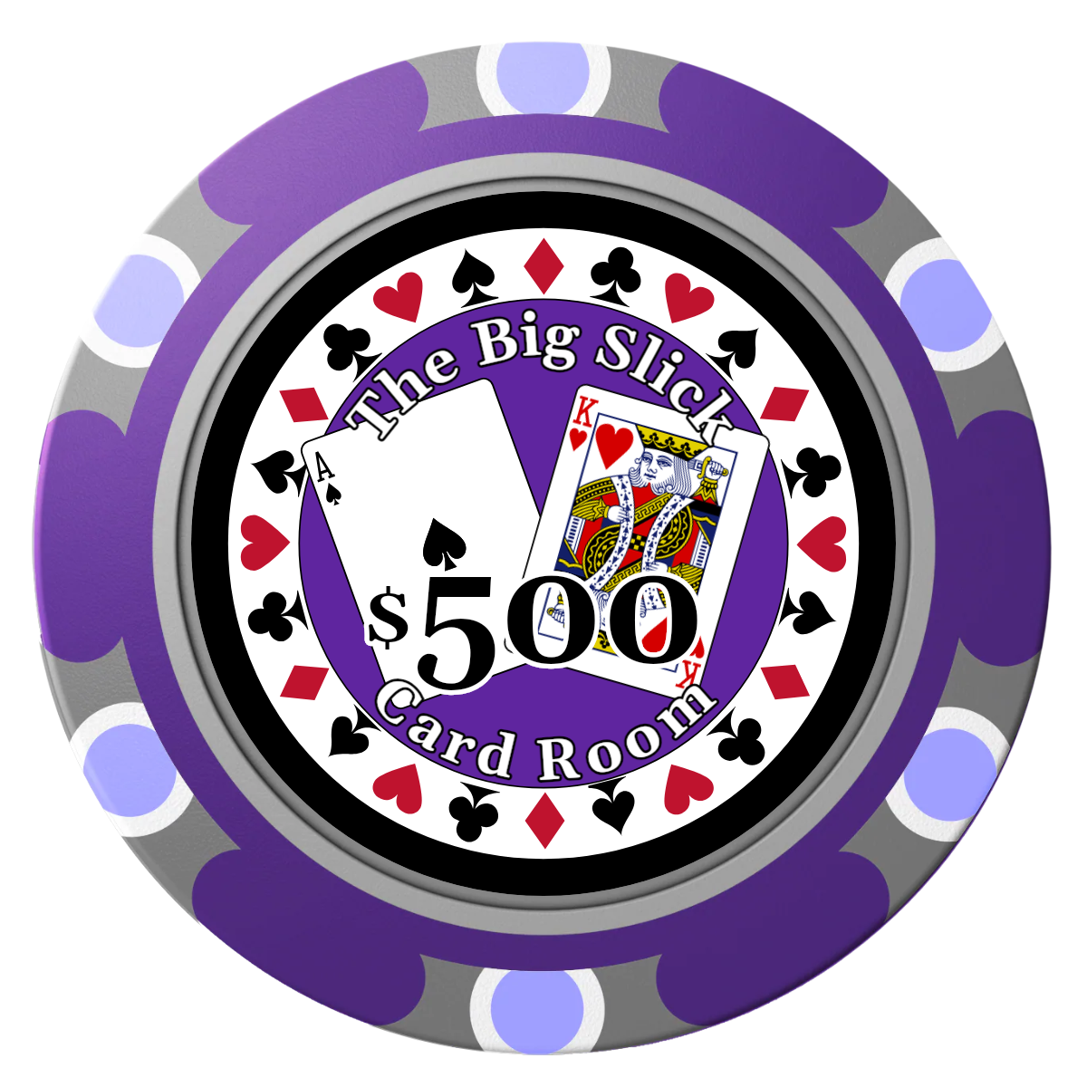 AK Big Slick Clay Poker Chips - Purple / Monte Carlo / 40mm - Front
