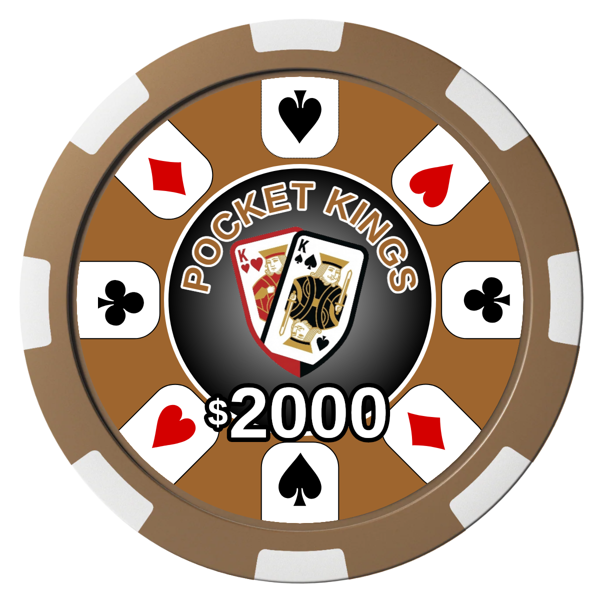 Pocket Kings Composite Poker Chips - Brown / 8 Spot - Front