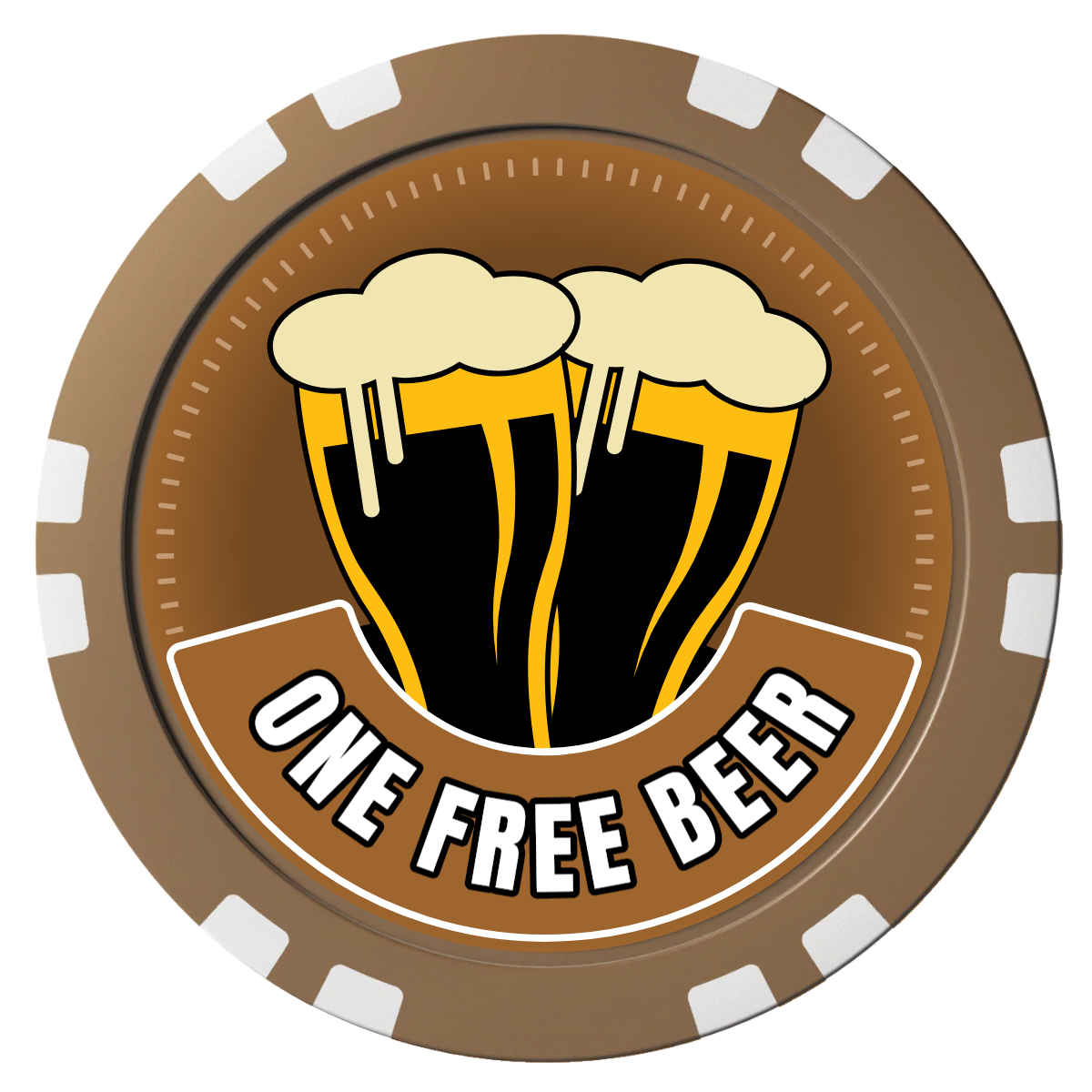 Double Pint 2 Composite Poker Chips - Brown / Double Stripe - Front