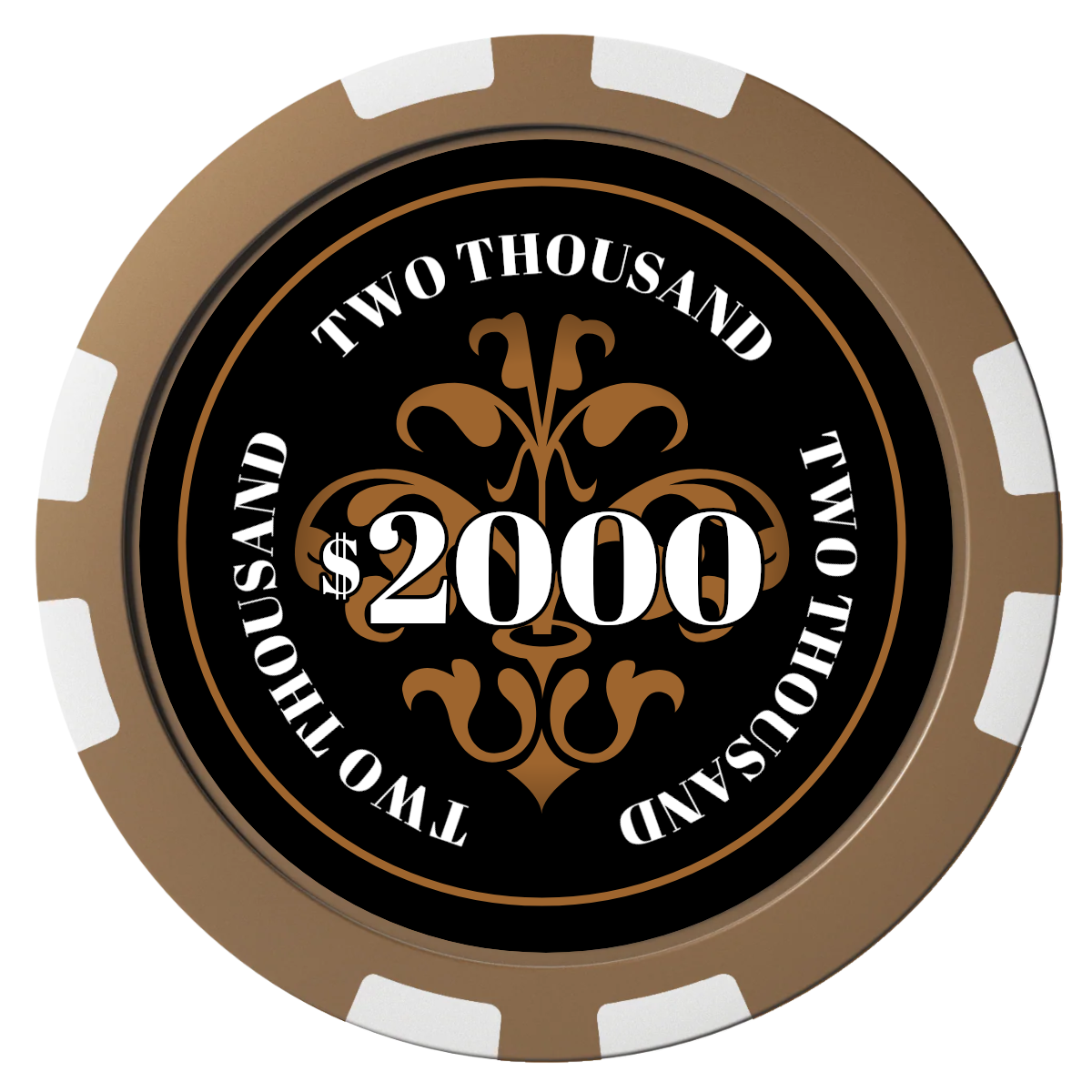 Gothic Revival Composite Poker Chips - Brown / 8 Stripe - Front