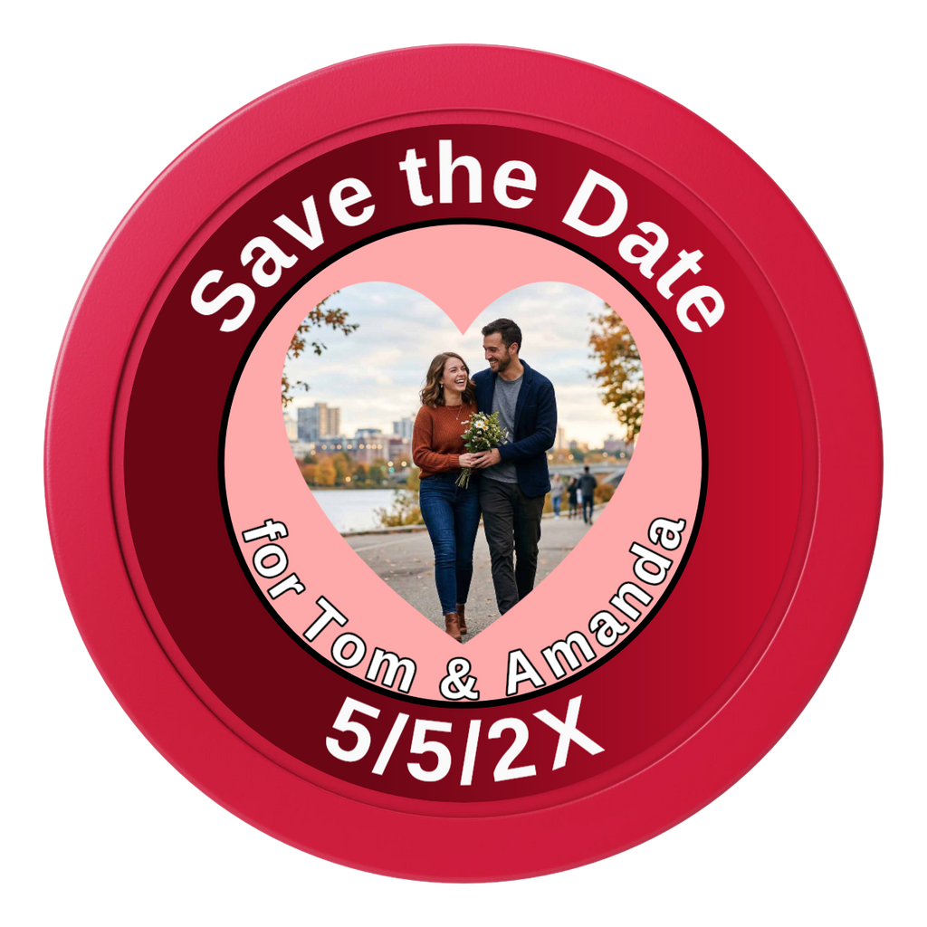 Save the Date #01 2" Oversized Poker Chips - Red - Front
