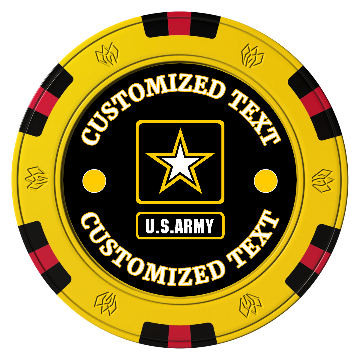 Army Strong Clay Poker Chips - Yellow / 6 Spot Gem / 40mm - Front