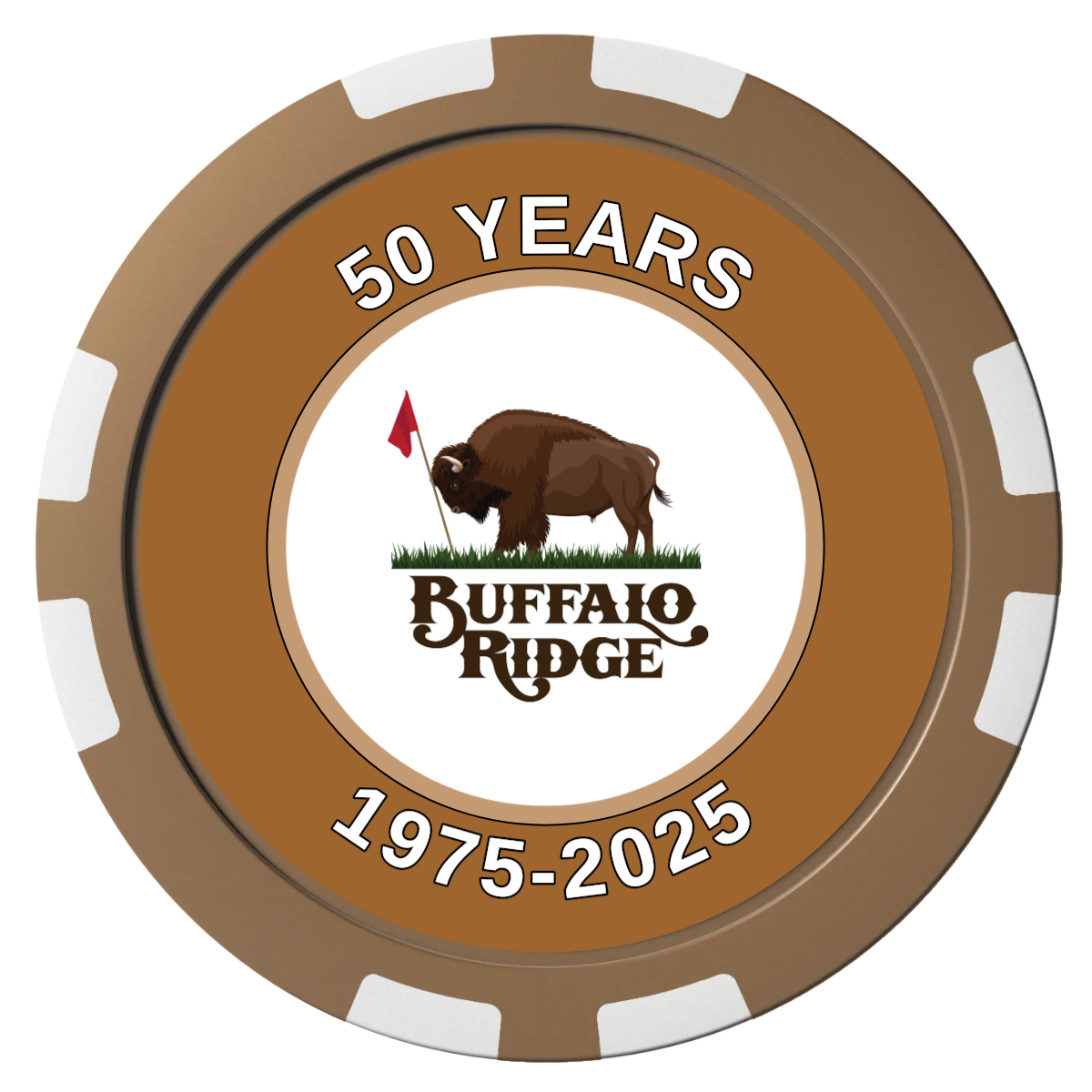 Branded Golf Pro Shop Composite Poker Chips - Brown / 8 Stripe - Front