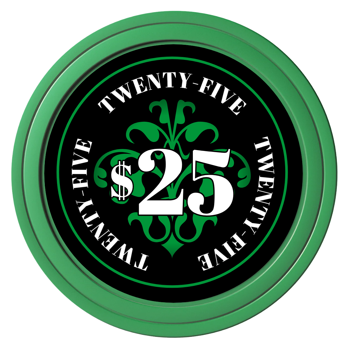 Gothic Revival Composite Poker Chips - Green / Solid - Front