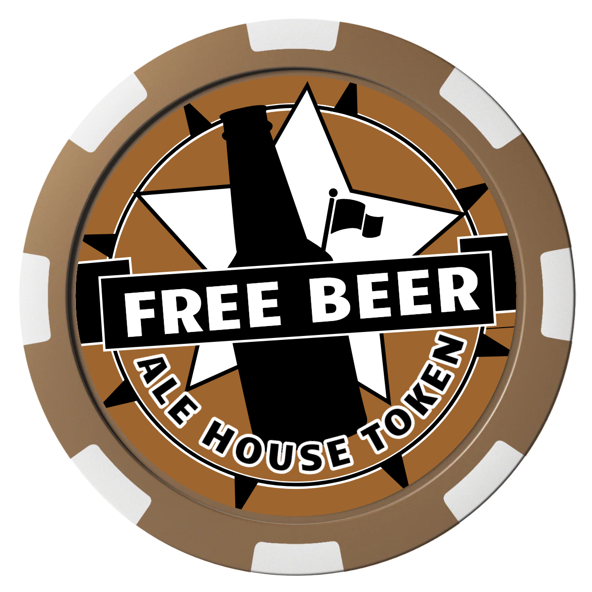 Free Beer Drink Composite Poker Chips - Brown / 8 Spot - Front